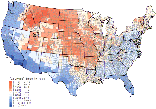 Us Fallout Exposure - Nevada Nuclear Bomb Map (615x432), Png Download