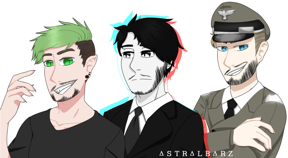 Antisepticeye Darkiplier By Astralbarz - Antisepticeye And Darkiplier And Pewdiepie (1023x564), Png Download