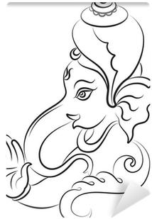 Ganesh Calligraphic Diwali Art Wall Mural - Simple Ganesh Ji Drawing (400x400), Png Download