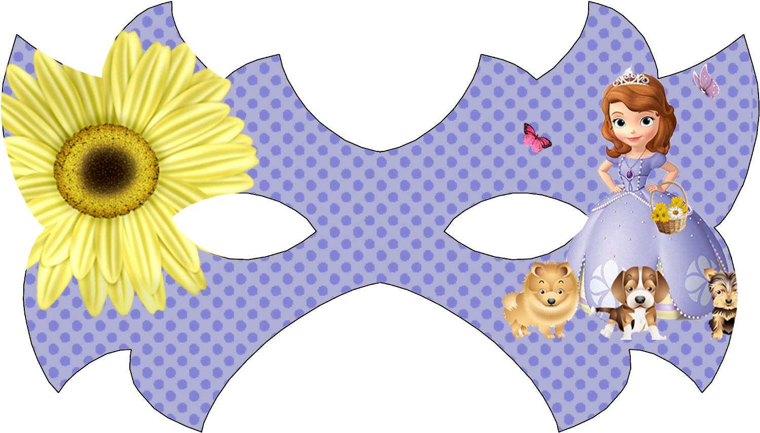 Sofia The First Free Printable Mask - Kit De Festa Da Princesa Sofia Para Imprimir (1600x966), Png Download