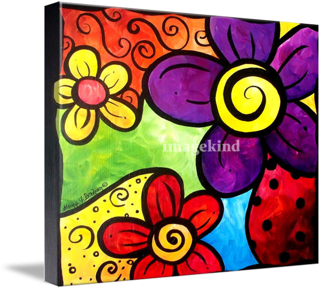 "whimsical Flower Cluster" By Stacey Bonham - Gallery-wrapped Canvas Art Print 11 X 11 Entitled Whimsical (650x582), Png Download