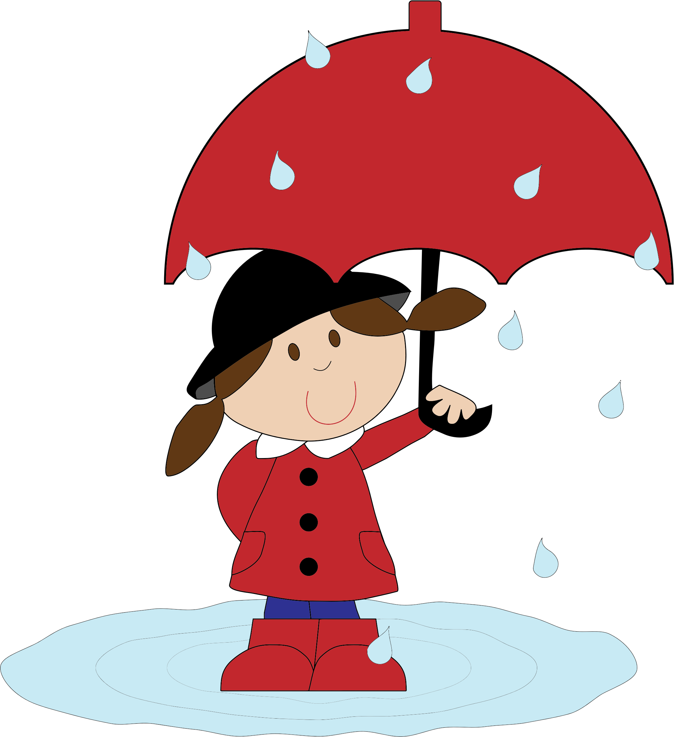 Puddleの意味 - Cartoon Holding An Umbrella (722x789), Png Download