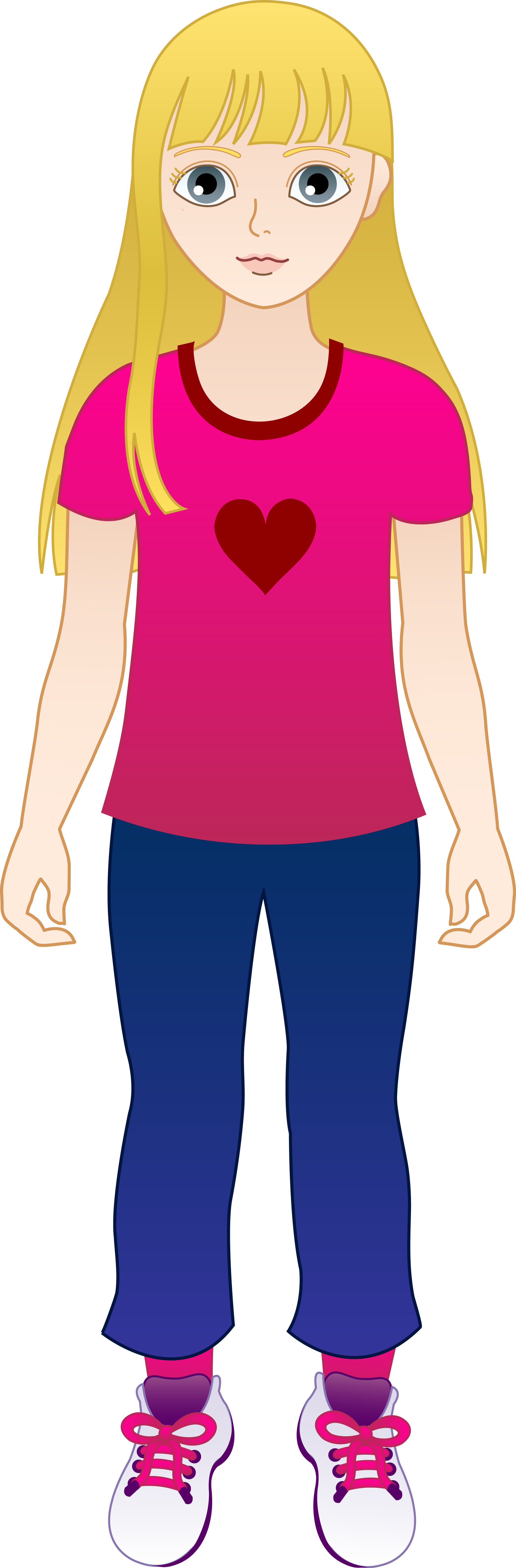 Little Girl Clipart Blonde Hair - Blonde Girl Clipart (2087x6338), Png Download