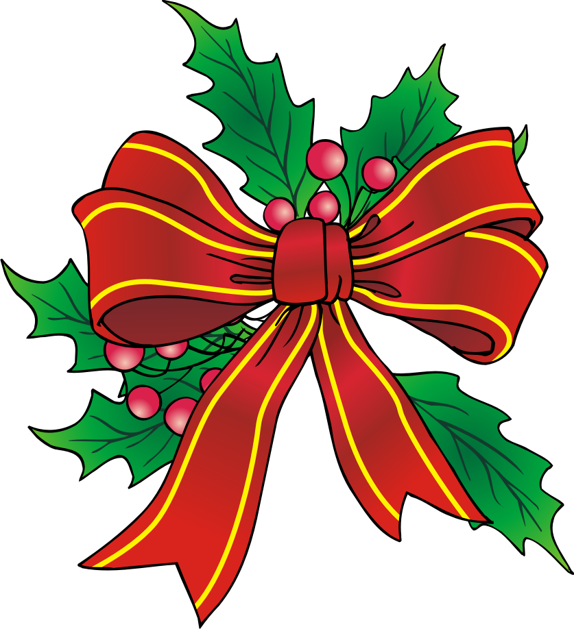 Christmas Ribbon Cliparts - Christmas Clipart (837x918), Png Download