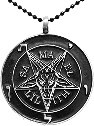 2" Inverted Goat Pentagram Pewter Pendant With Black - Samael Lilith Necklace (375x421), Png Download