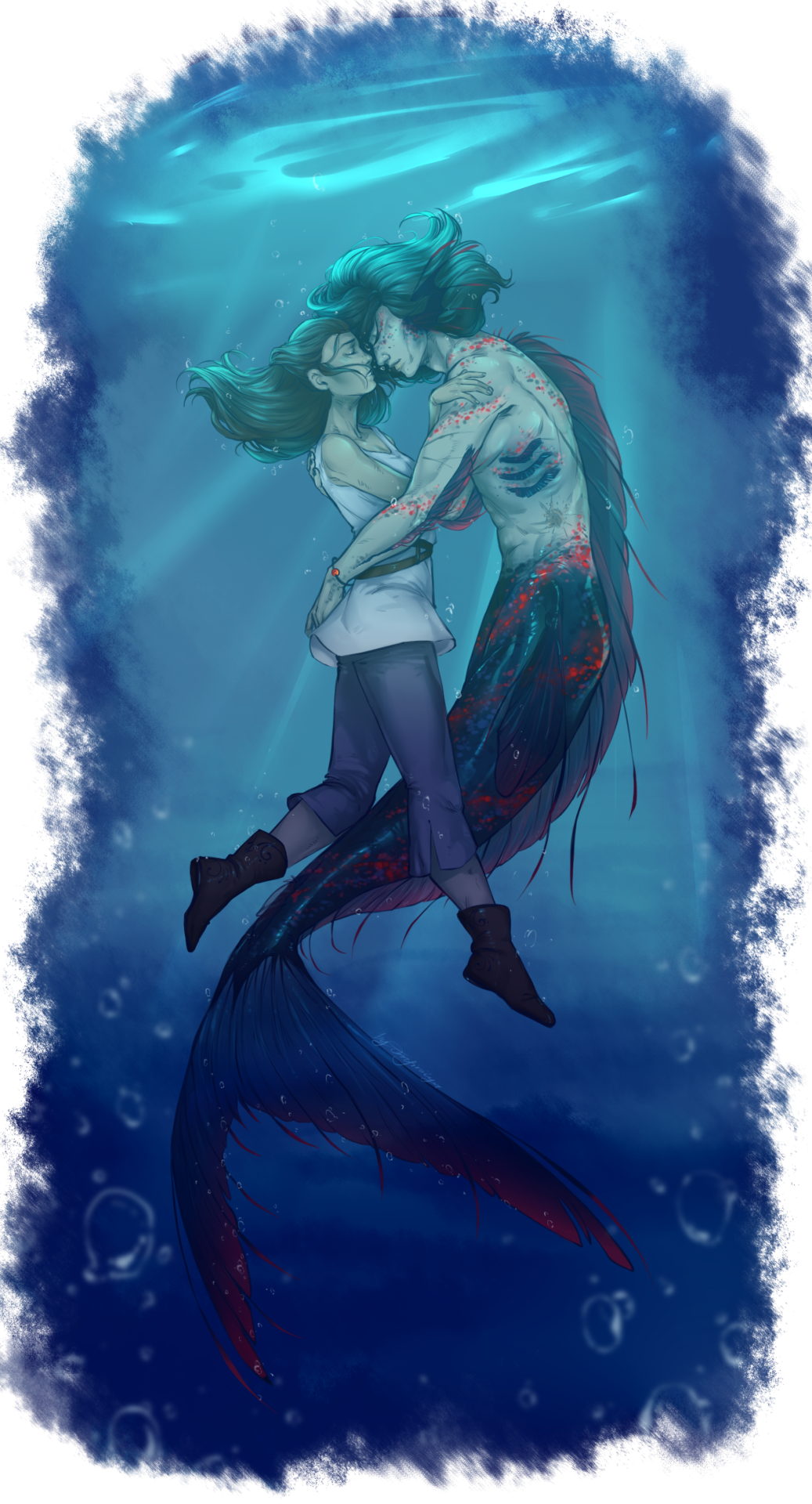 Au Kylo Ren And Rey - Mermaid Kylo Ren (1037x1920), Png Download