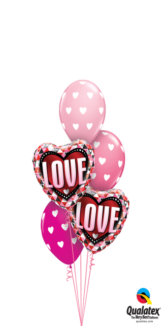 Color Valentine Love Foil Hearts Latex Funtastic - Qualatex 18 Inch Heart Foil Balloon - Love Triangles (321x640), Png Download