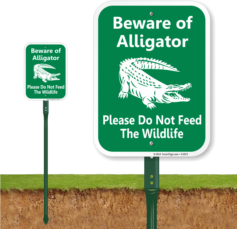 Beware Of Alligator Lawnboss Sign & Stake Kit - Boardvantage (800x800), Png Download