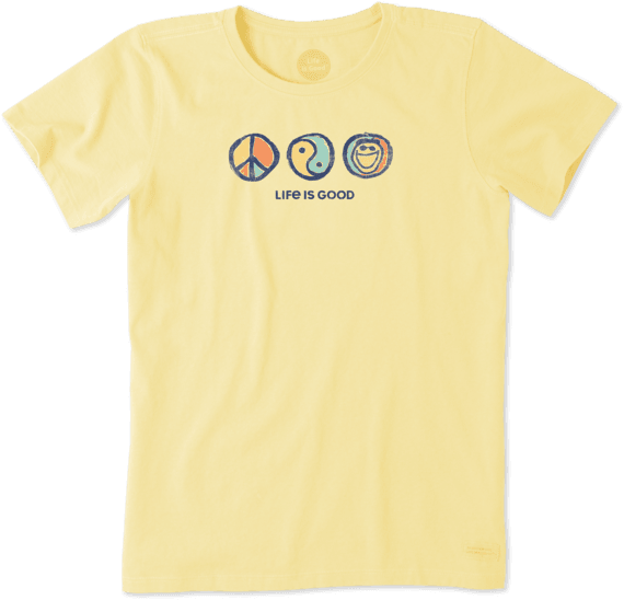 Women's Peace Yin Yang Jake Crusher Tee - Life Is Good (570x548), Png Download