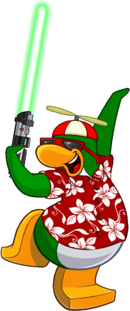 Rookie Lightsaber - Club Penguin Rookie (419x998), Png Download