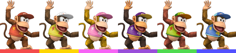 Diddy Kong Palette - Diddy Kong Smash 4 Skins (768x172), Png Download