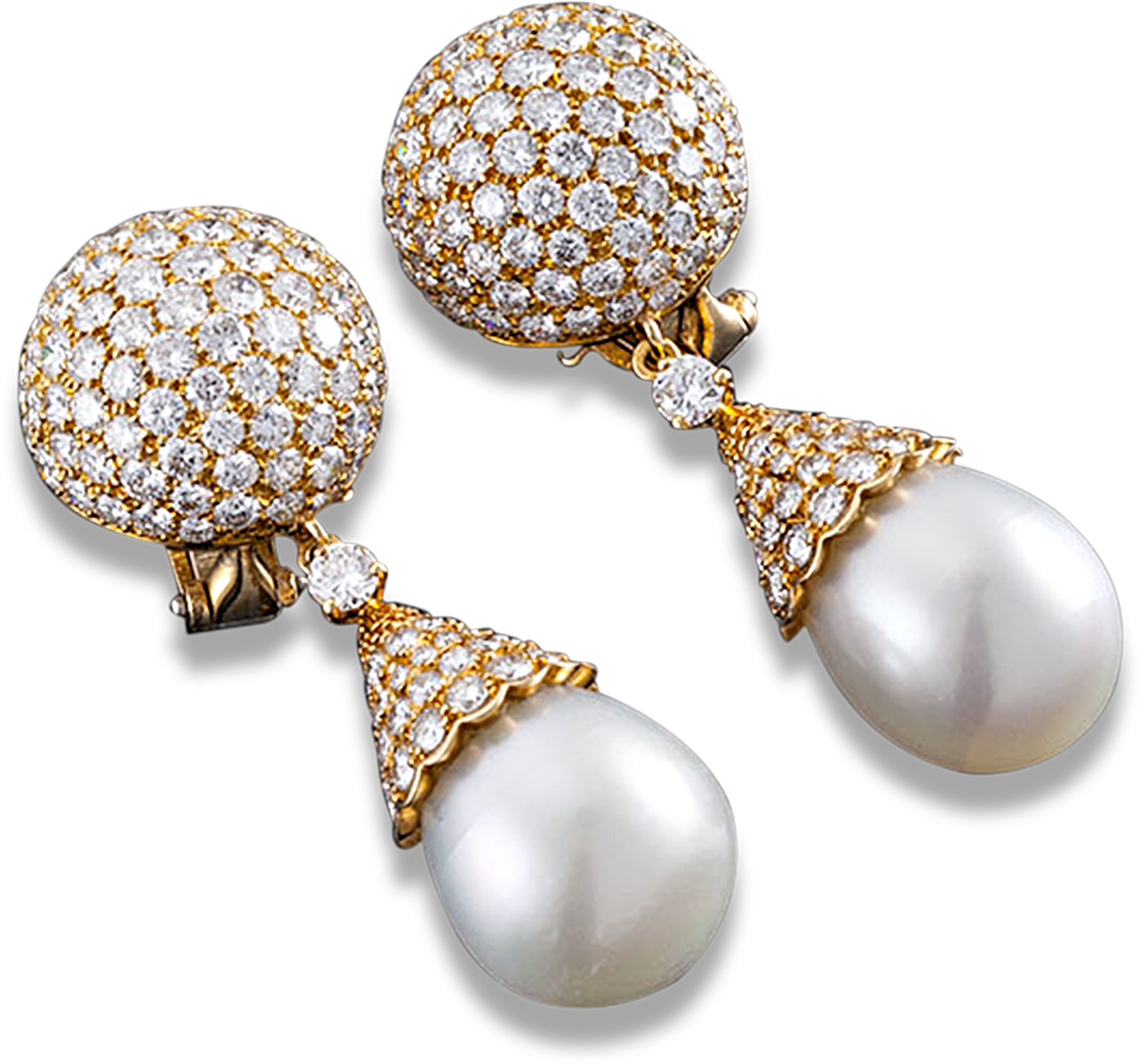 South Sea Pearl And Diamond Earrings By Van Cleef & - Earring (2500x2000), Png Download
