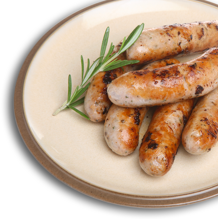 Sausage For - Sausage In Plate (713x716), Png Download