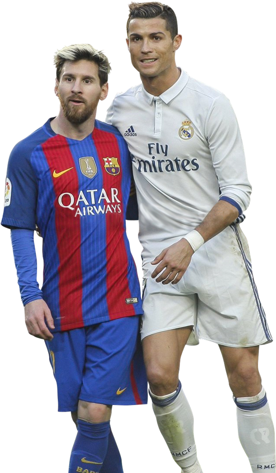 Lionel Messi Et Cristiano Ronaldo 7 (594x1000), Png Download