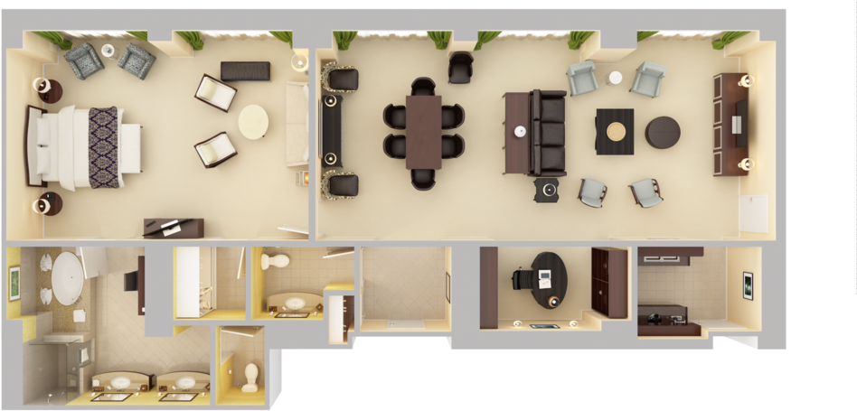 Want To See Moreview 3d Floor Plans - Suite (1024x768), Png Download