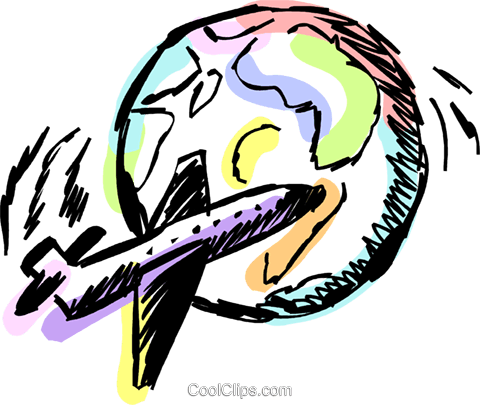 Commercial Jet Flying Around The World Royalty Free - Vector Graphics (480x405), Png Download
