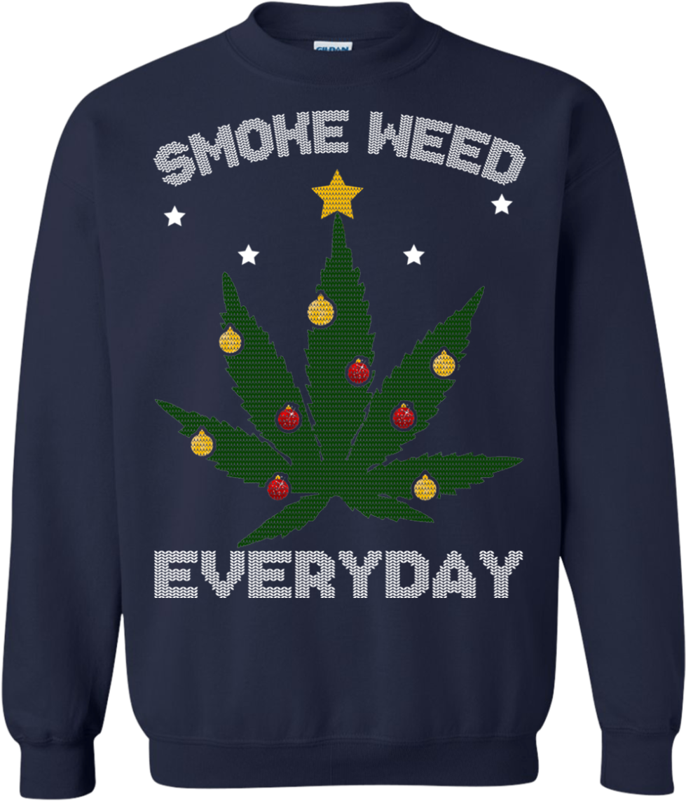 Cannabis Chistmas Tree Smoke Weed Everyday Sweater - David Beckham Brylcreem (1155x1155), Png Download