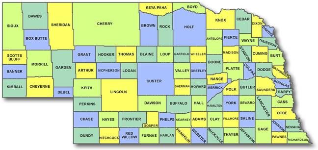 Nebraska County Map (670x349), Png Download