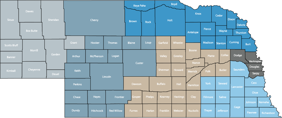 Map Of The Community Colleges Of Nebraska - Community College (970x408), Png Download