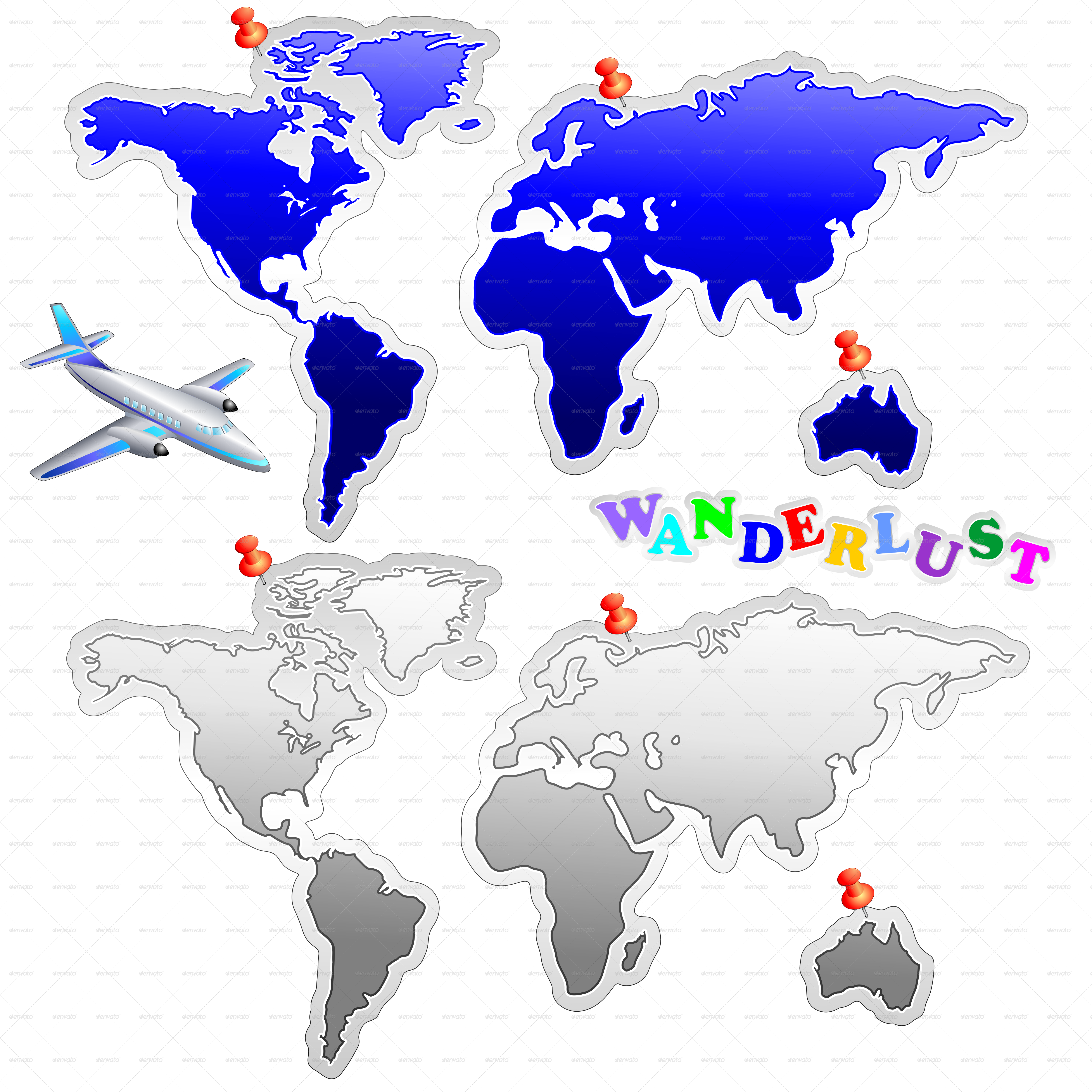 World Map Glossy Blue Sticker-2 - World Map (5000x5000), Png Download