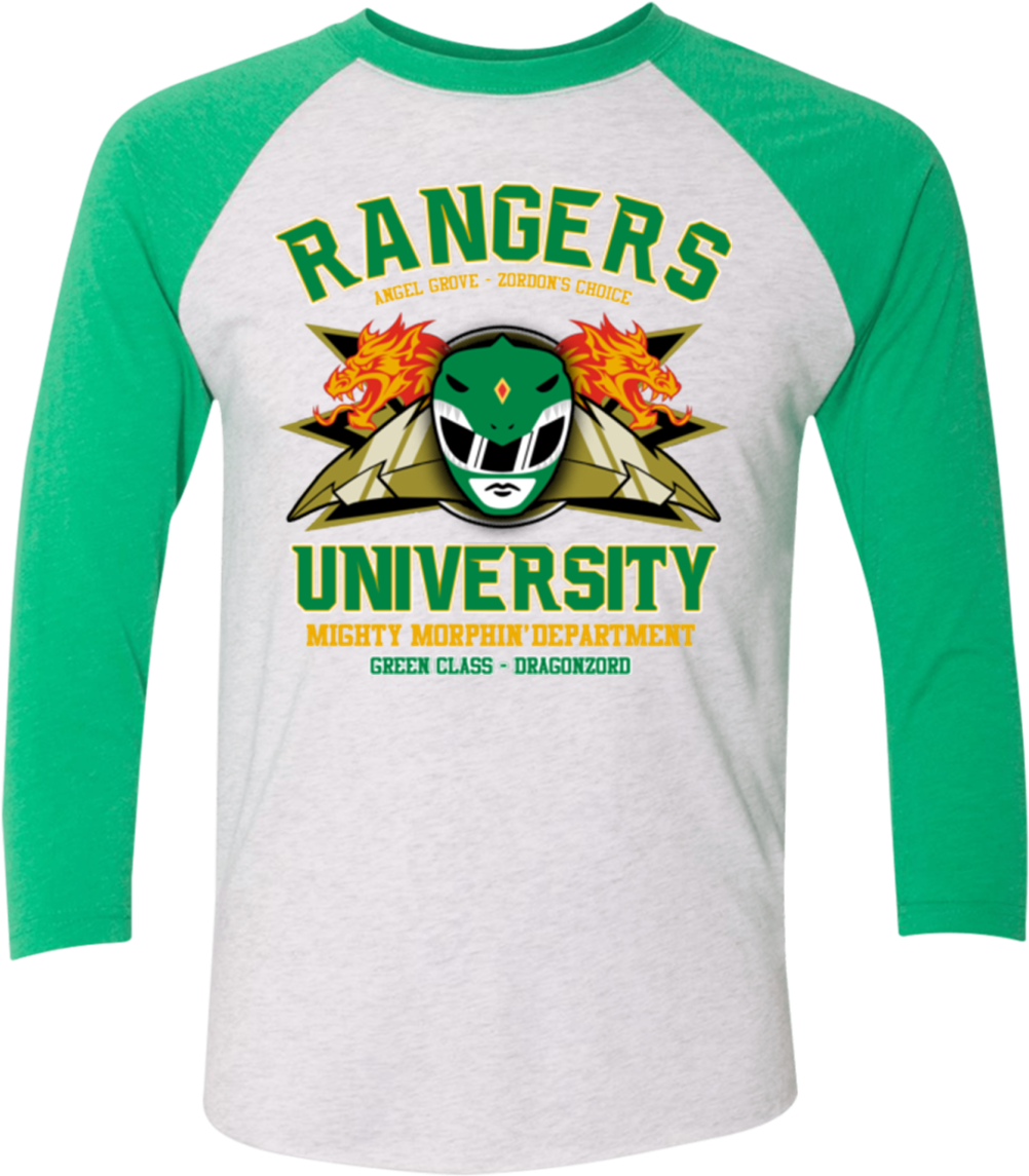 Rangers U Green Ranger Triblend 3/4 Sleeve - Shirt (1155x1155), Png Download