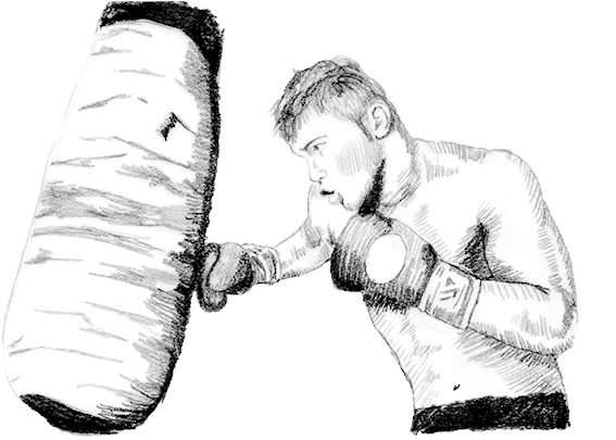 Ilustración A Lápiz - Dibujos De Boxeadores A Lapiz (798x404), Png Download