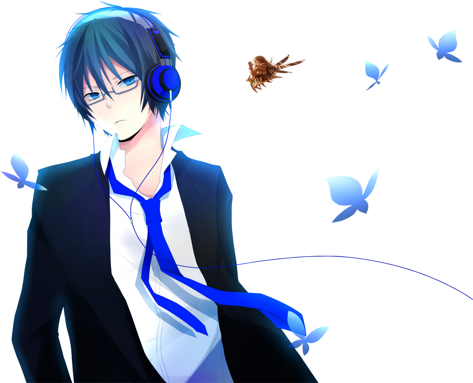 128×128 Osu Profile Pictures - Anime Boy With Headphones And Hoodie (1600x1300), Png Download