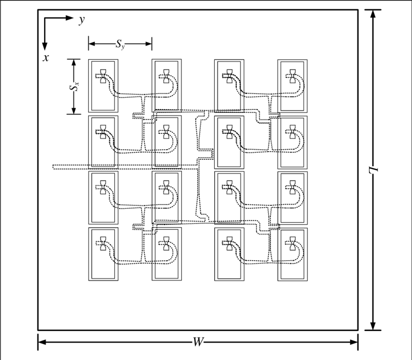 Element Fixed Beam Array With Feed Network - Diagram (850x743), Png Download