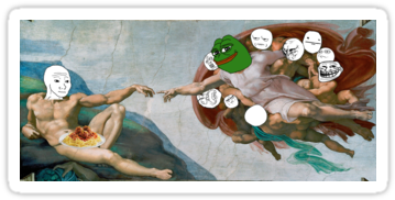 The Creation Of The Wojak By Pepe The Frog - Creation Of Adam - Painted By Michelangelo (375x360), Png Download