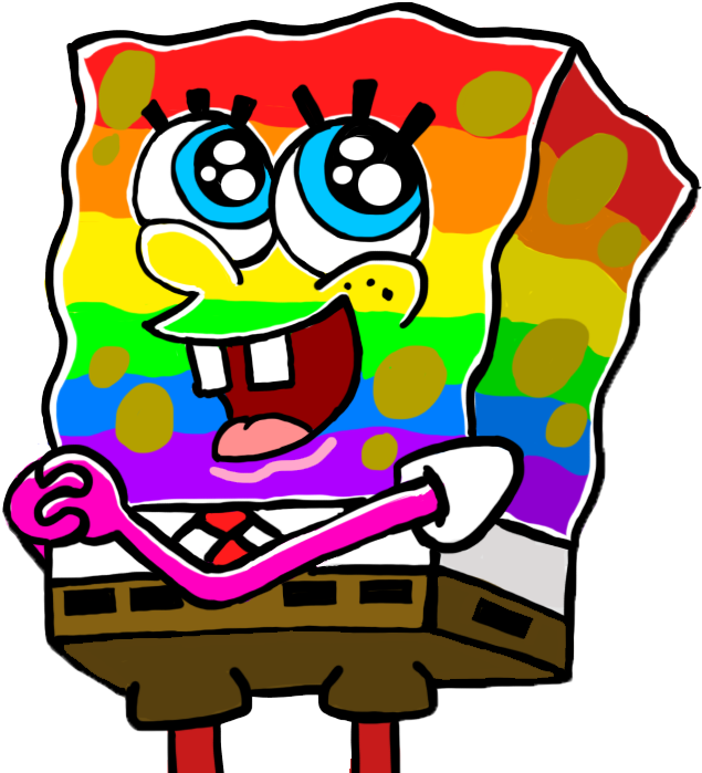 Rainbow Spongebob - Lgbt Spongebob (677x700), Png Download