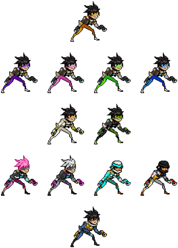 Pixel Tracer Skins By Deadlineclock - Tracer Sprite Overwatch (755x1057), Png Download
