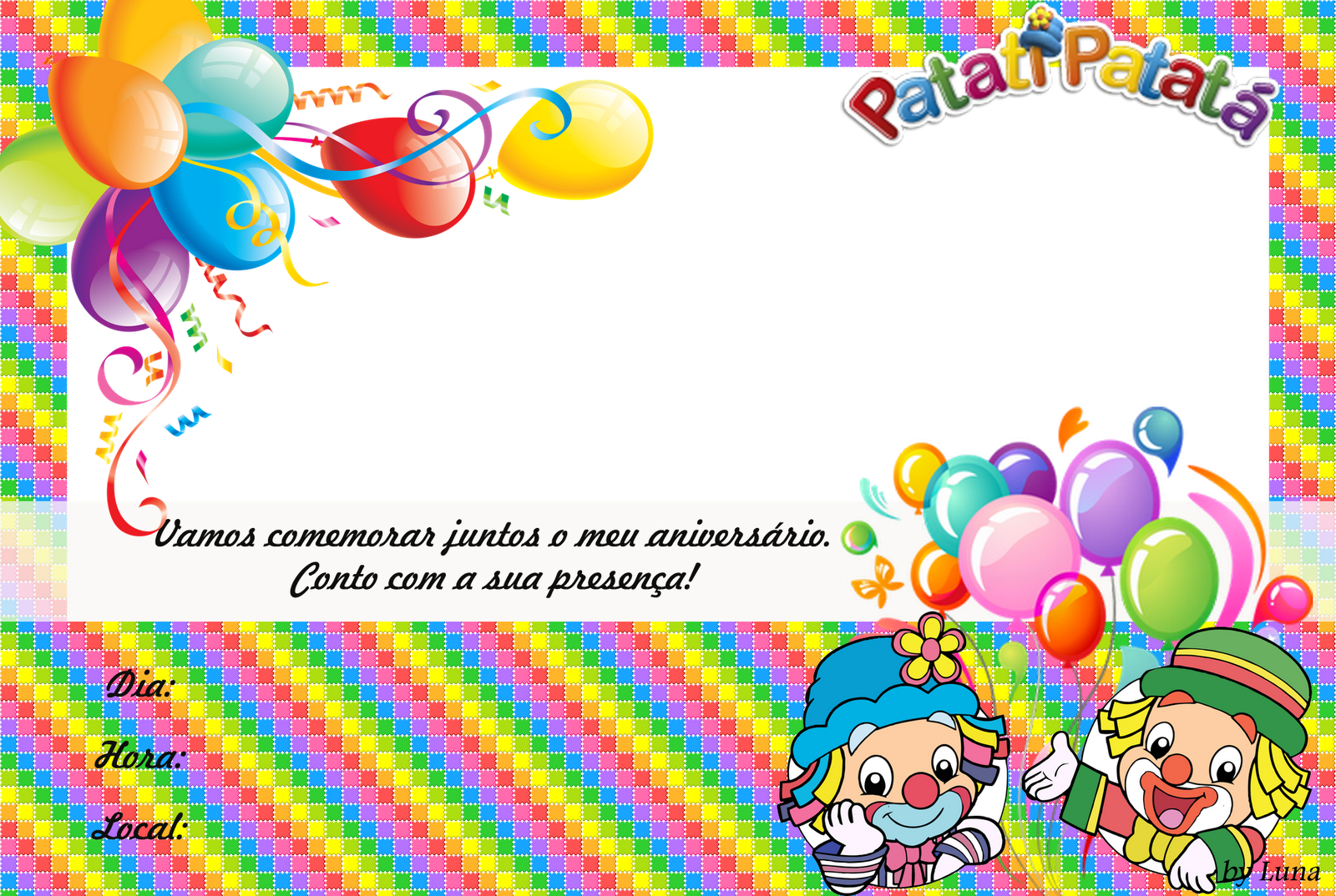 Convite Aniversário Do Patati Patatá - Patati Patata (1600x1074), Png Download