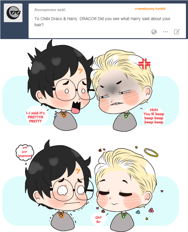 Tumblr Ask By Cremebunny On Deviantart Harry Potter - Harry Potter Chibi Drarry (732x824), Png Download
