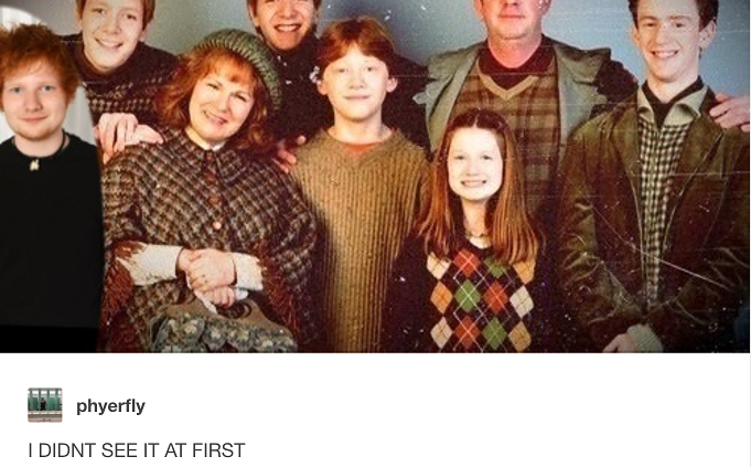 23 Perfect Thoughts Tumblr Has Had About The Weasleys - Ed Sheeran And The Weasleys (681x423), Png Download