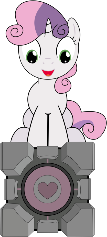 Sapphire-beauty0, Companion Cube, Crossover, Portal - Cartoon (880x1024), Png Download
