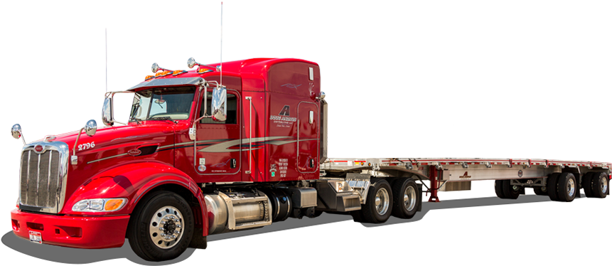 Truck - Flatbed Trailer Truck Png (870x394), Png Download