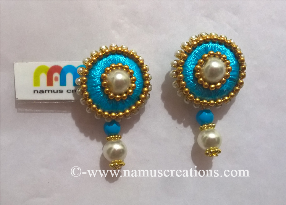 Black Silk Thread Earrings (1000x1000), Png Download