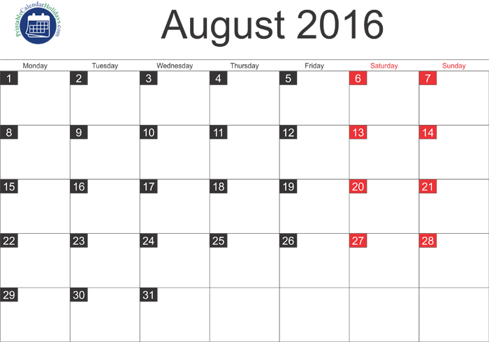 Landscape August 2016 Free Printable Calendar - Lunar Calendar October 2018 (700x490), Png Download