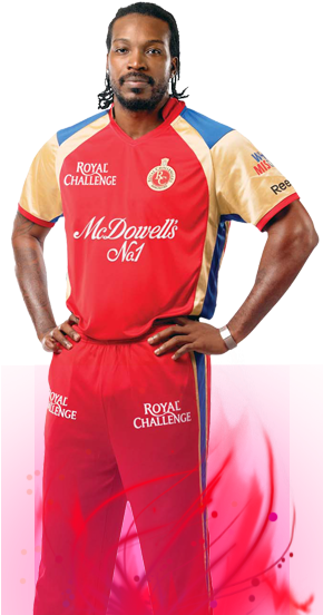Chris Gayle's First Three Years In The Ipl Playing - Chris Gayle Ipl Png (291x572), Png Download