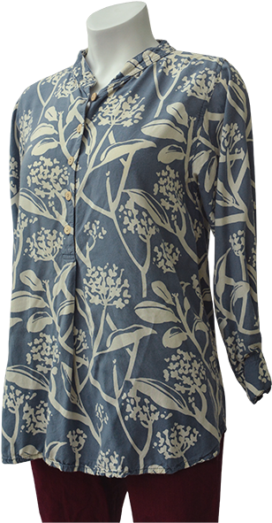 Frangipani French Blue Easy Rayon Blouse, 3 Sizes - Pattern (600x600), Png Download