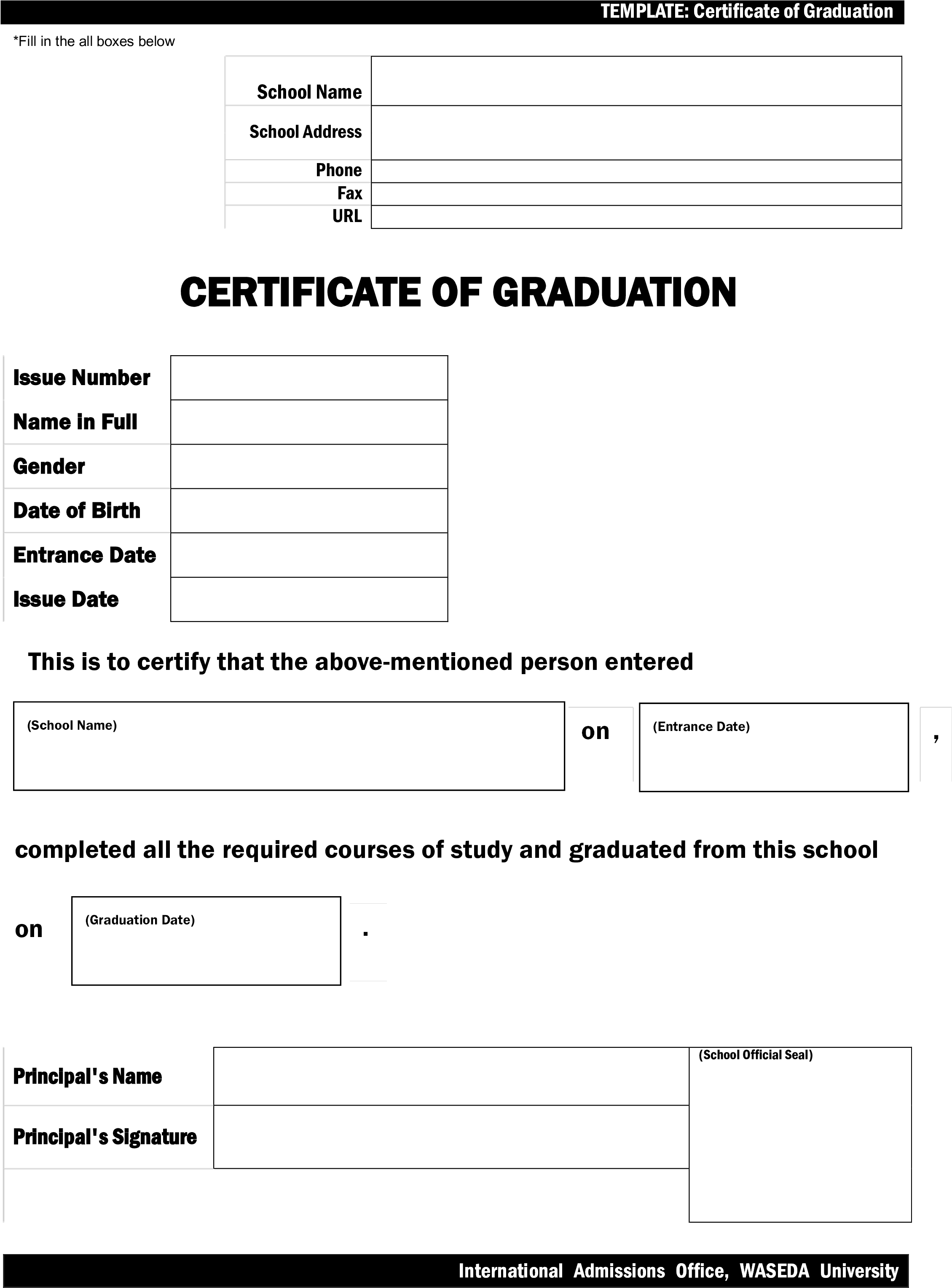 Download Blank Graduation Certificate Sample Main Image - Academic ...