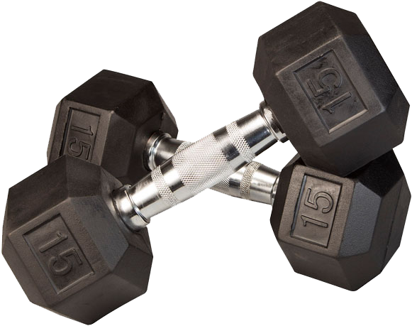 Rubber Dumbbells - Rubber Coated Hex Dumbbells (700x700), Png Download
