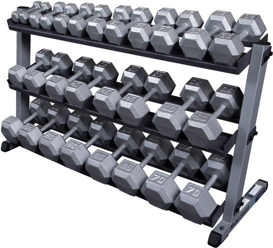 W/ Optional 3rd Tier And Round Hex Dumbells - Body Solid Gdr60 (600x600), Png Download