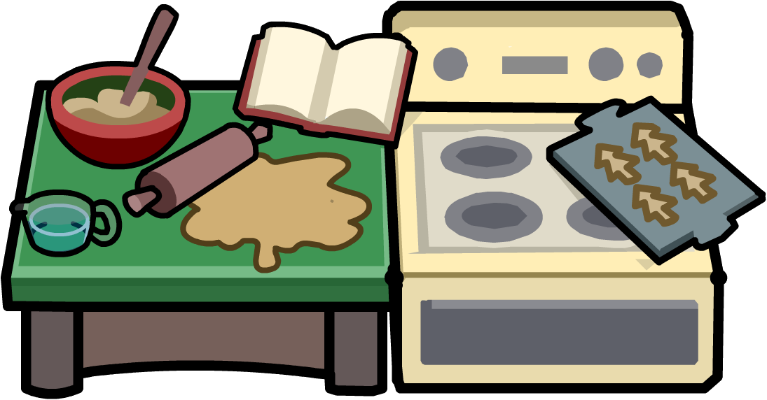 Make And Bake Kitchen - Club Penguin Kitchen Items (1095x572), Png Download