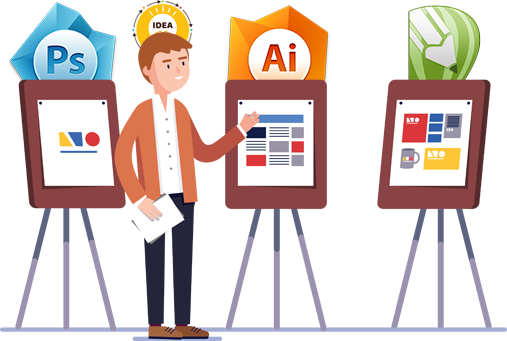 We Can Help Your Company Build A Strong, Effective - Graphic Designer Cartoon Png (507x341), Png Download