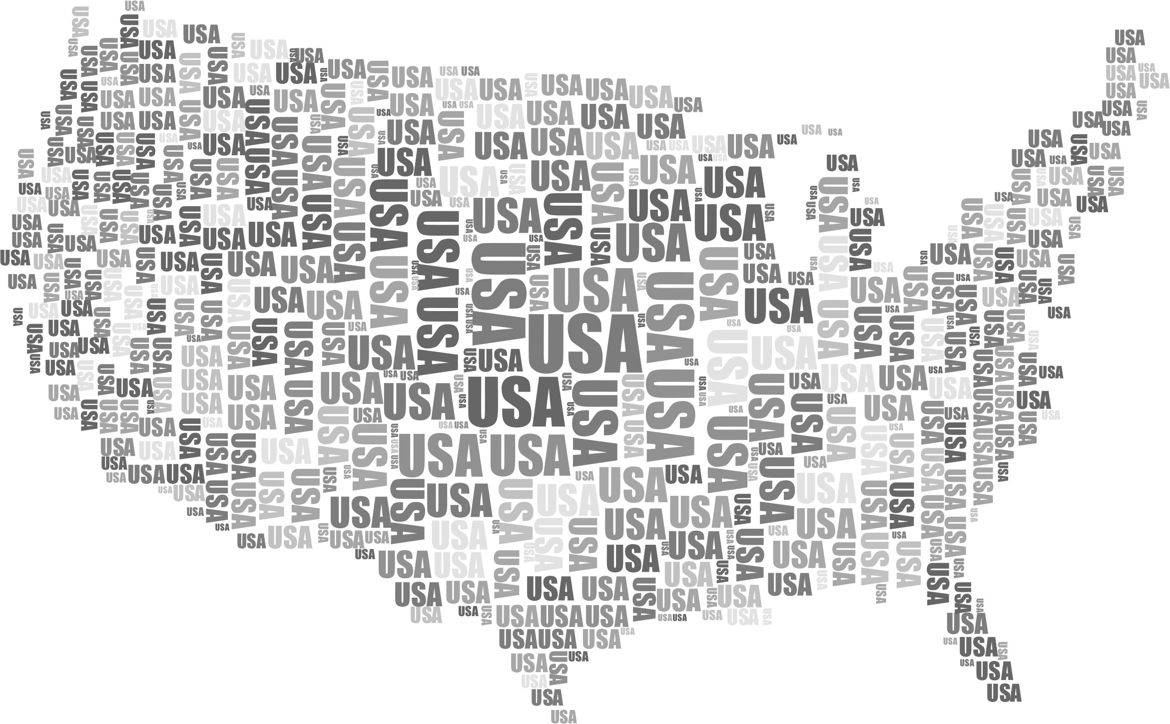 This Free Icons Png Design Of Usa Word Cloud Grayscale (2342x1450), Png Download