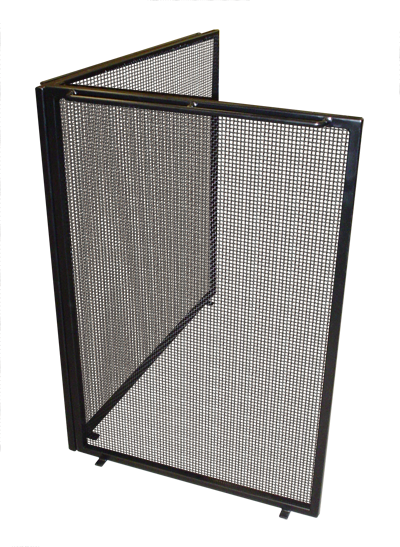 Custom Corner Fireplace Screen Wrought Iron And Steel - Fireplace Screens Mesh (400x547), Png Download