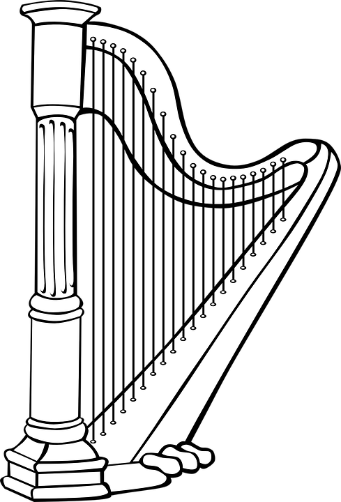 Musical Free Vector Graphic On Pixabay Classical - Harp Clipart (489x720), Png Download