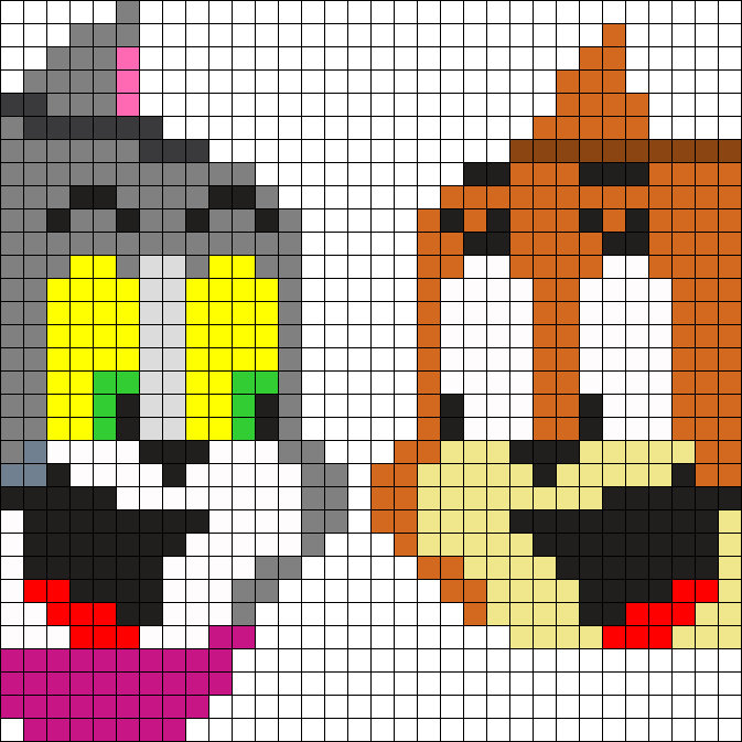 Tom N Jerry Heads Perler Perler Bead Pattern / Bead - Tom Y Jerry Pixelado (673x673), Png Download