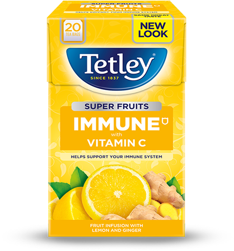 Super Fruits Lemon & Ginger - Tetley Green Lemon 50 Teabags Delivered Worldwide (635x570), Png Download